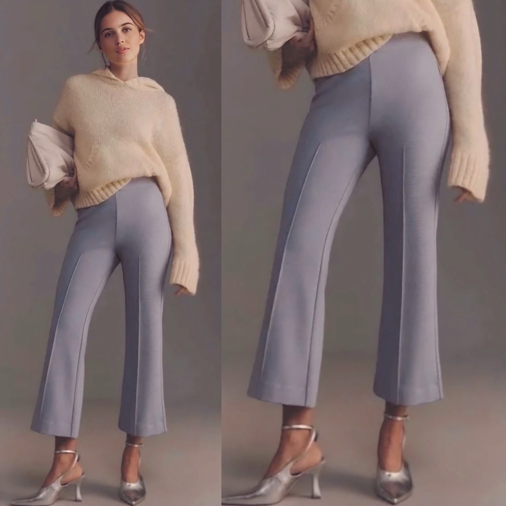 NWT Anthropologie Maeve The Margot Kick Flare Cropped Pants Textured Lilac